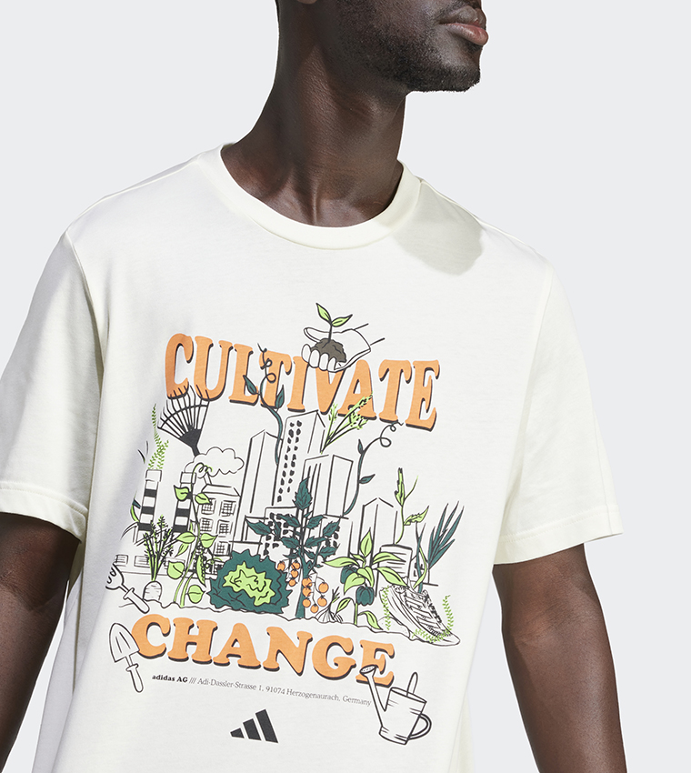 Buy Adidas Graphic Printed Crew Neck T Shirt In Beige 6thStreet