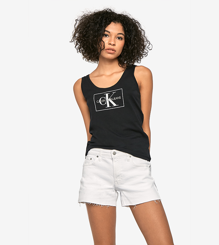 Buy Calvin Klein Brand Logo Detail Scoop Neck Tank Top Black J20J210493 In Black 6thStreet Qatar