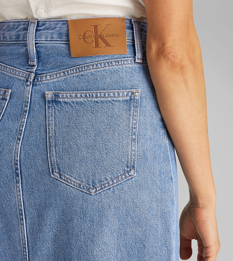 Washed A-Line Maxi Denim Skirt