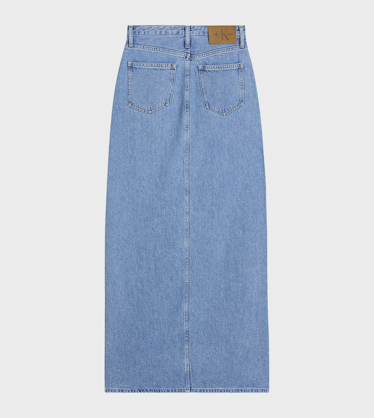 Washed A-Line Maxi Denim Skirt