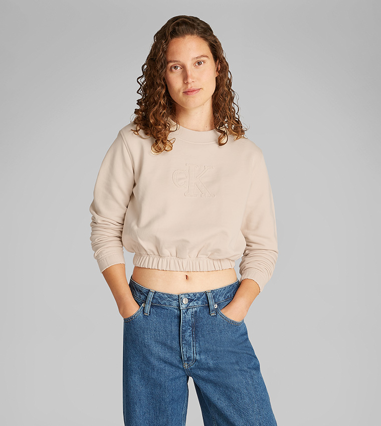 Logo Appliqued Cropped Sweatshirt
