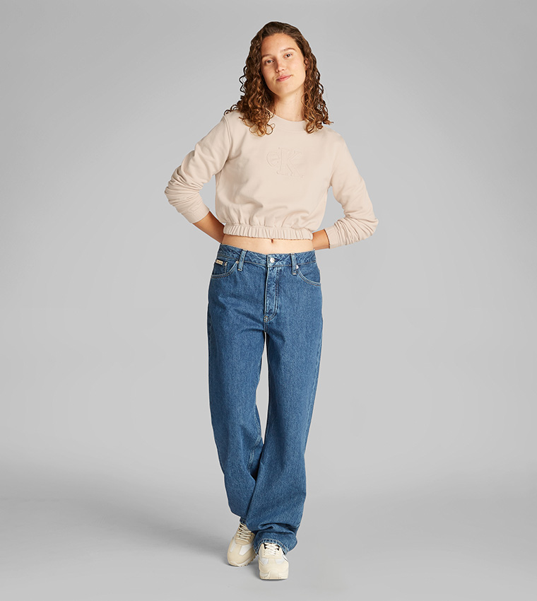 Logo Appliqued Cropped Sweatshirt