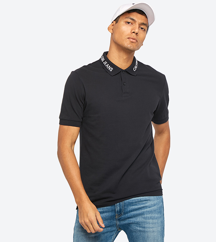 Buy Calvin Klein Short Sleeve Classic Collared Polo Shirt Black In Black 6thStreet Qatar