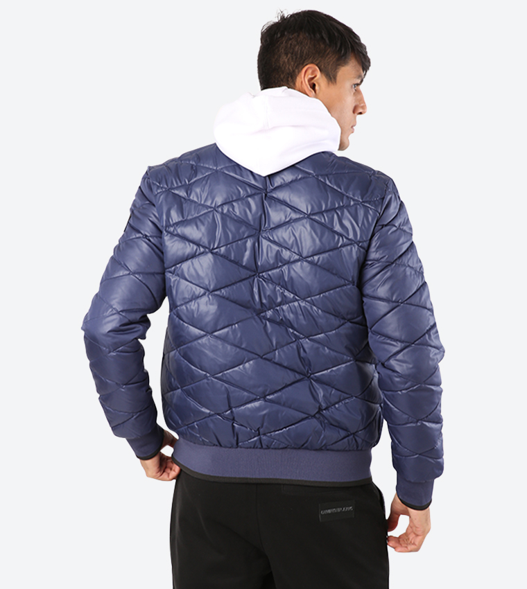 Buy Calvin Klein Full Zip Closure Long Sleeve High Neck Quilted Jacket Navy In Navy 6thStreet Qatar