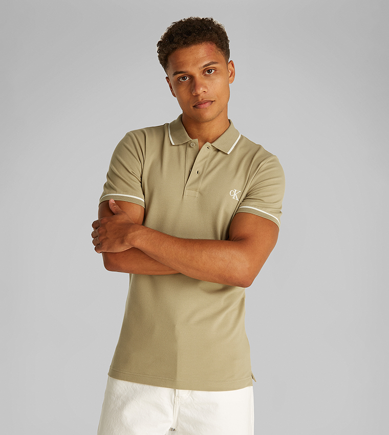 Contrast Tipping Short Sleeves Polo T-Shirt