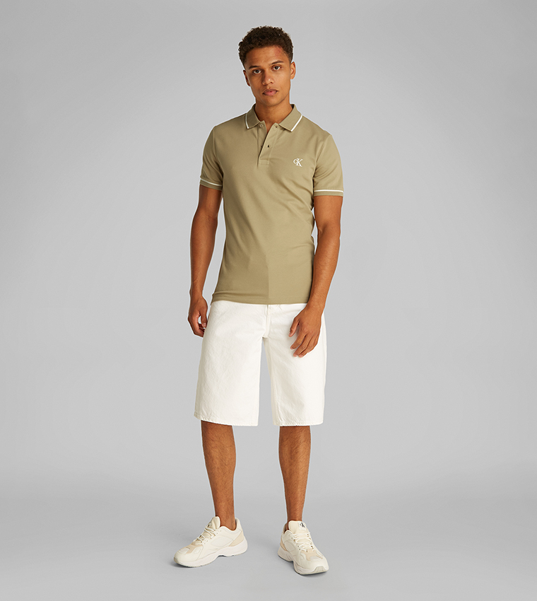 Contrast Tipping Short Sleeves Polo T-Shirt