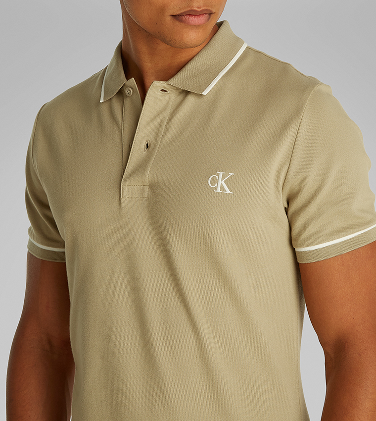Contrast Tipping Short Sleeves Polo T-Shirt