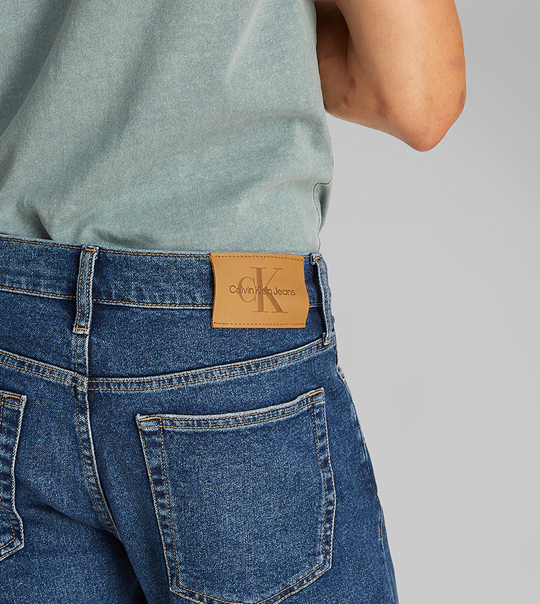 Washed Slim Fit Denim Shorts