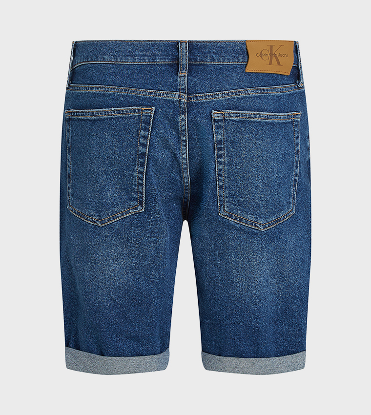 Washed Slim Fit Denim Shorts