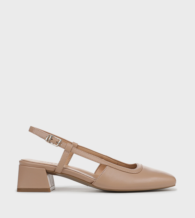 NAHARPER Square Toe Slingback Pumps