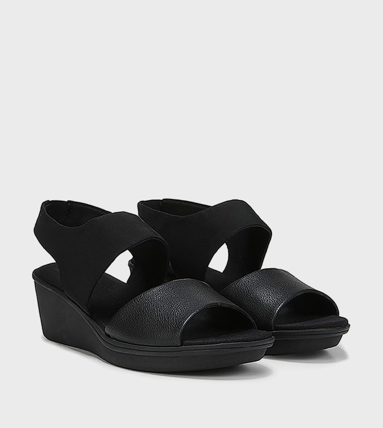 REY Textured Open Toe Wedge Sandals 