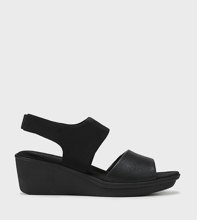 REY Textured Open Toe Wedge Sandals 