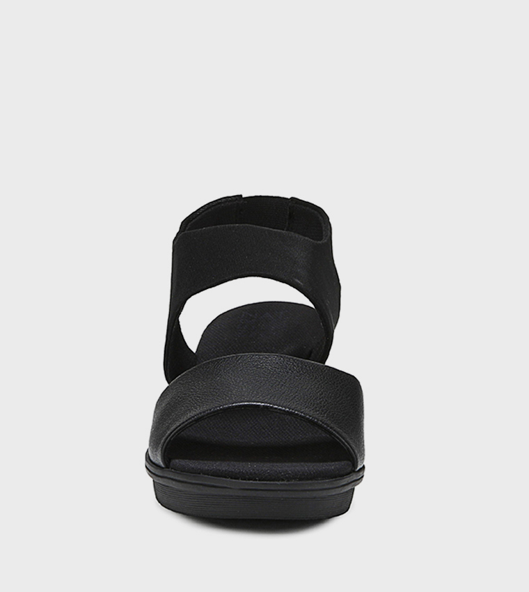 REY Textured Open Toe Wedge Sandals 