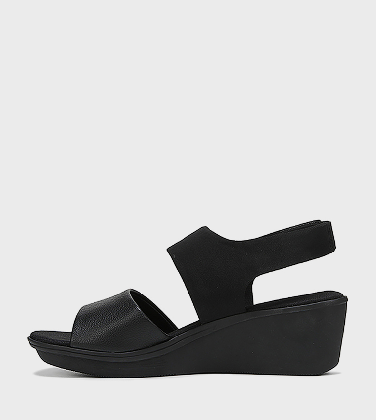 REY Textured Open Toe Wedge Sandals 