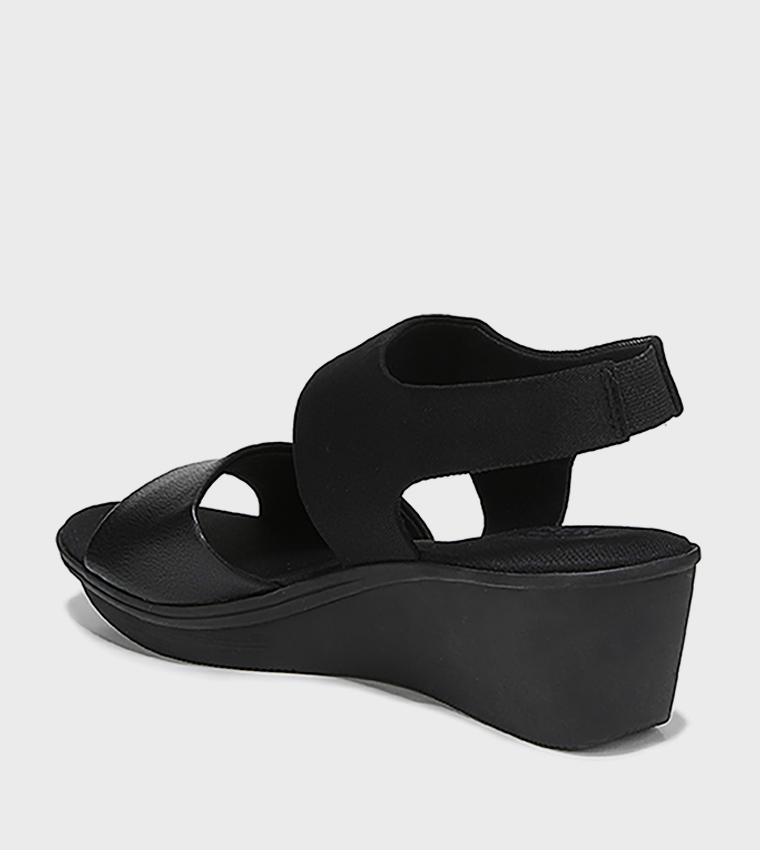 REY Textured Open Toe Wedge Sandals 