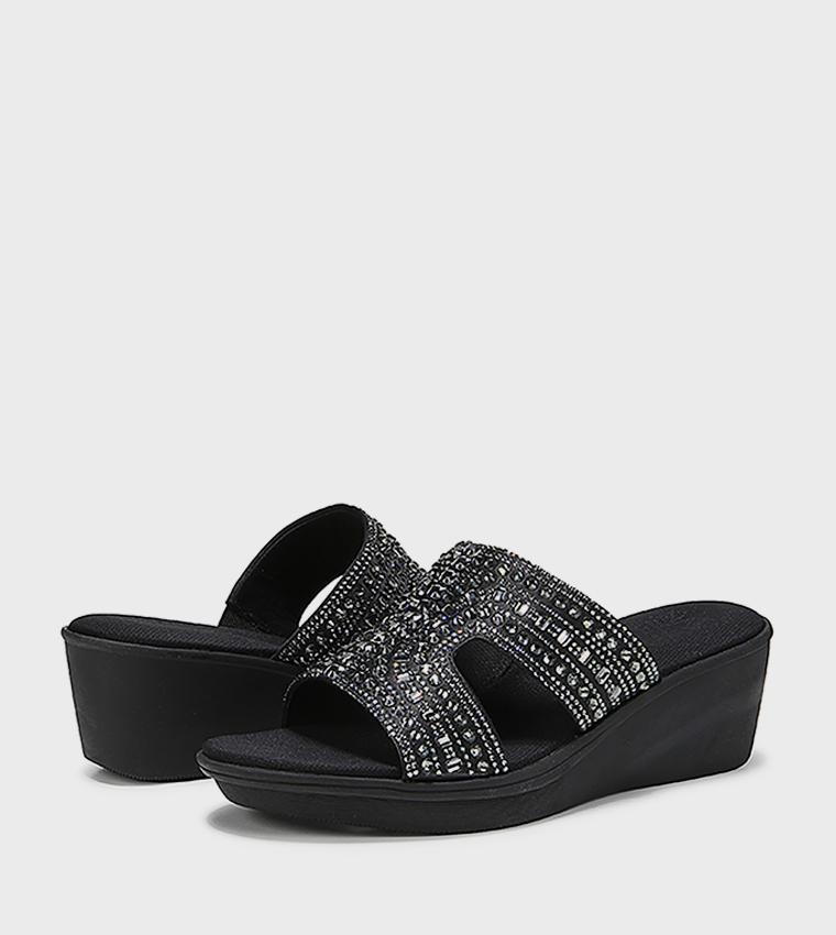 ROMIA Embellished Wedge Sandals