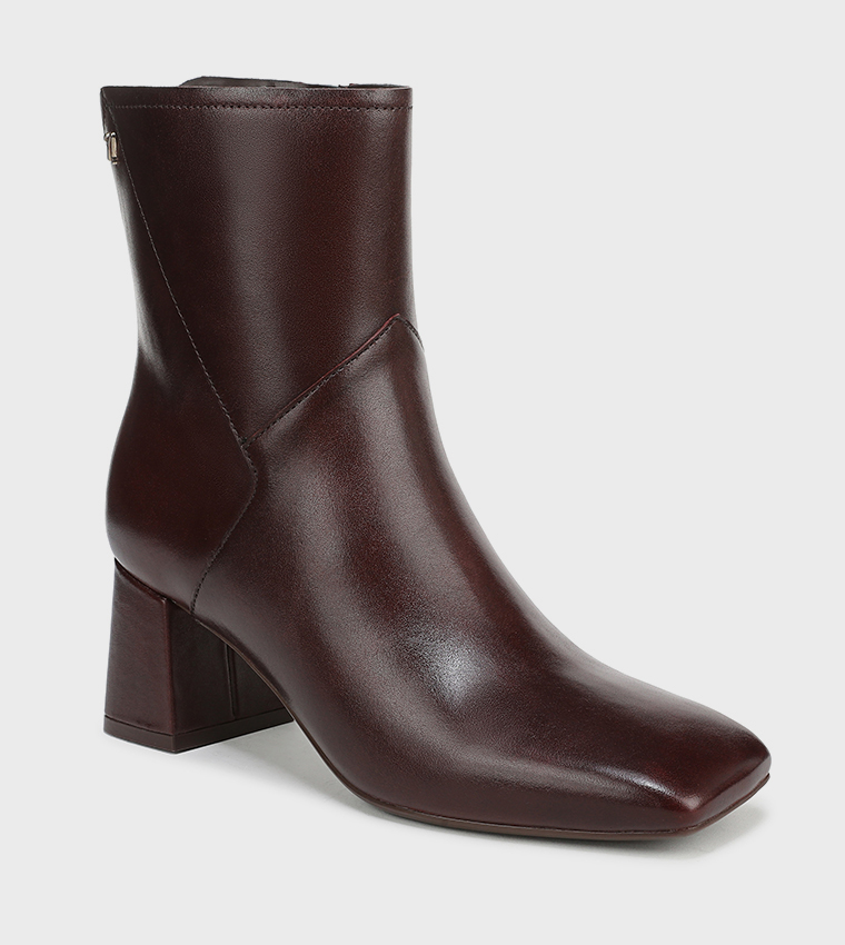 CHRISTINE Textured Square Toe Heeled Boots