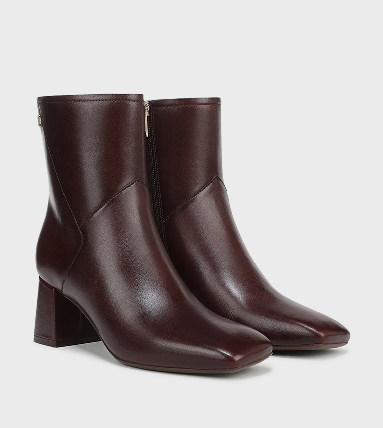 CHRISTINE Textured Square Toe Heeled Boots