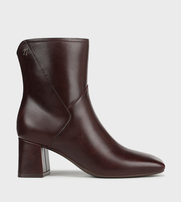 CHRISTINE Textured Square Toe Heeled Boots