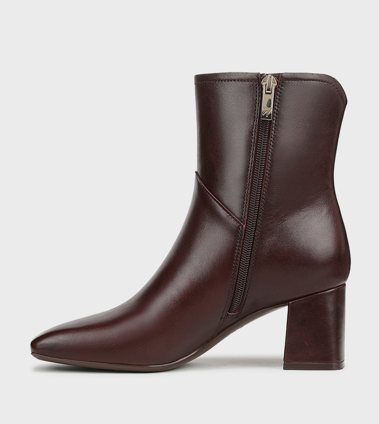 CHRISTINE Textured Square Toe Heeled Boots