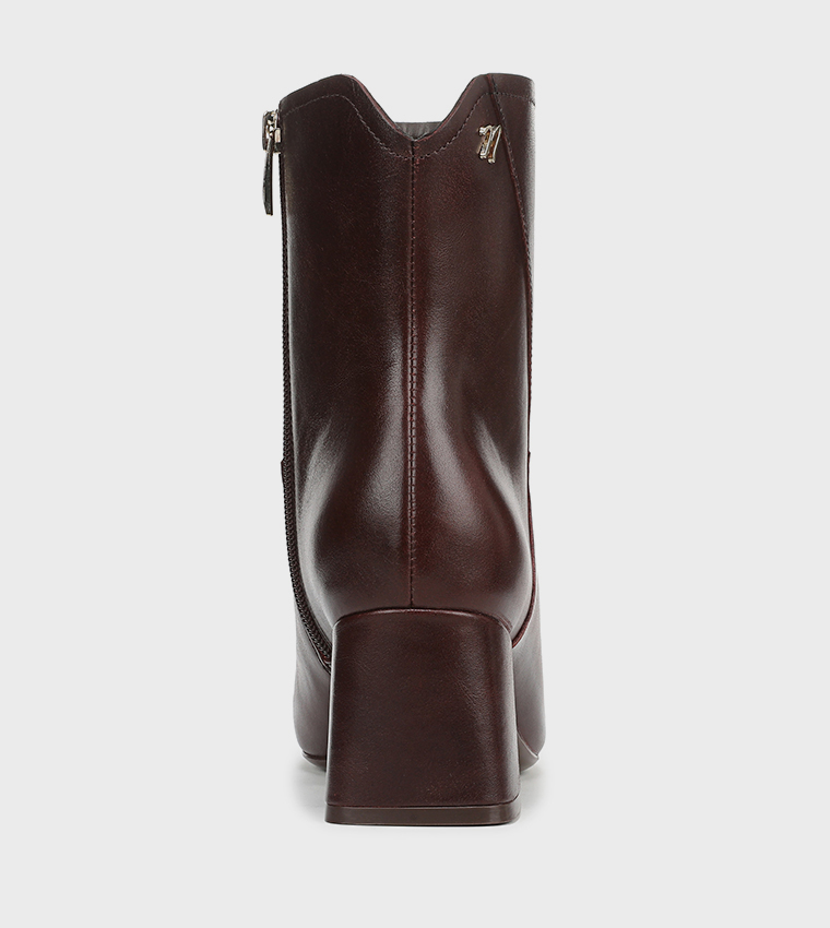 CHRISTINE Textured Square Toe Heeled Boots