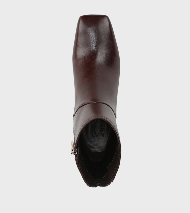 CHRISTINE Textured Square Toe Heeled Boots