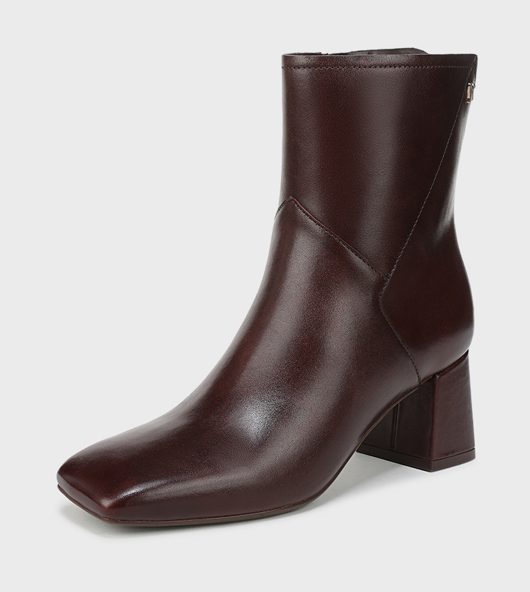 CHRISTINE Textured Square Toe Heeled Boots