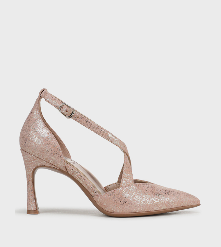 NAANGELINA Textured Pointed Toe Pumps