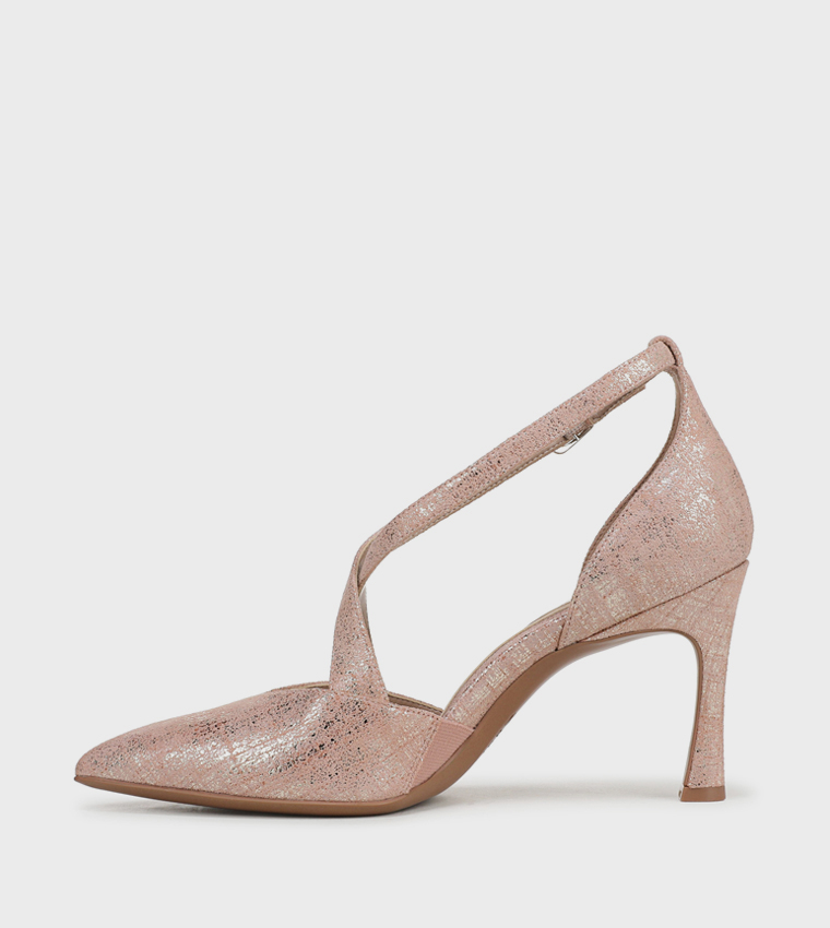 NAANGELINA Textured Pointed Toe Pumps