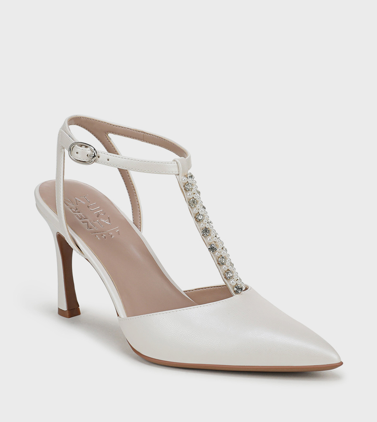 ASTRID Pearl Detail Ankle Strap Pumps