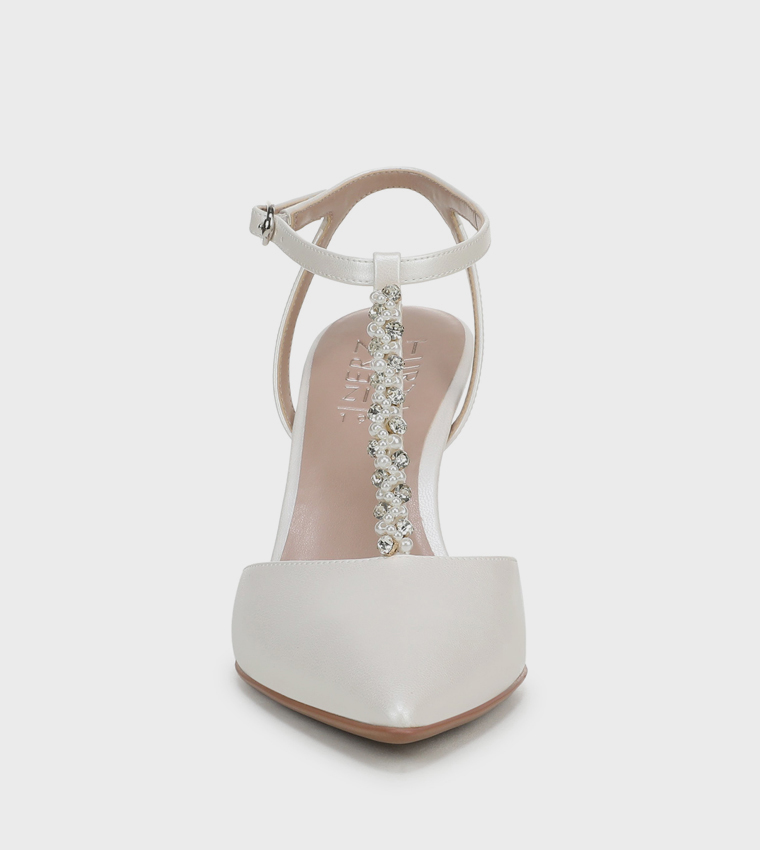 ASTRID Pearl Detail Ankle Strap Pumps