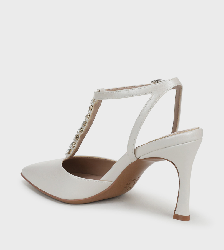 ASTRID Pearl Detail Ankle Strap Pumps