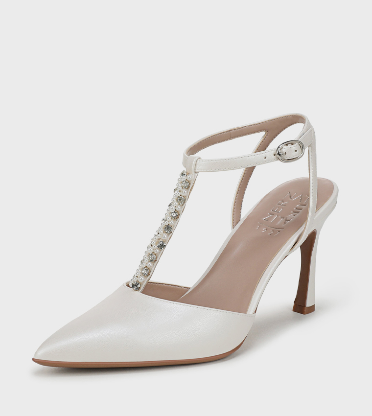 ASTRID Pearl Detail Ankle Strap Pumps