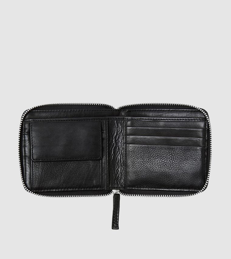 Textured Leather Bi-Fold Wallet