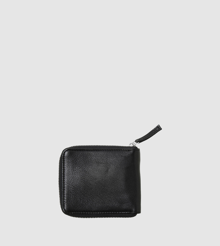 Textured Leather Bi-Fold Wallet