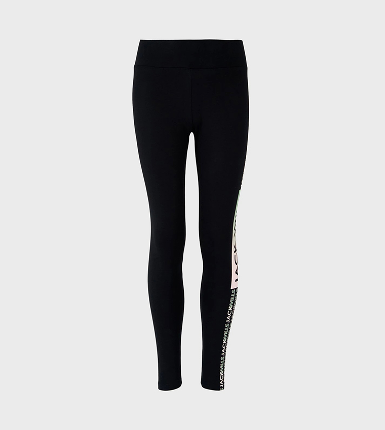 Buy Jack Wills Kids Logo Printed Elastic Waist Leggings In Black 6thStreet Kuwait