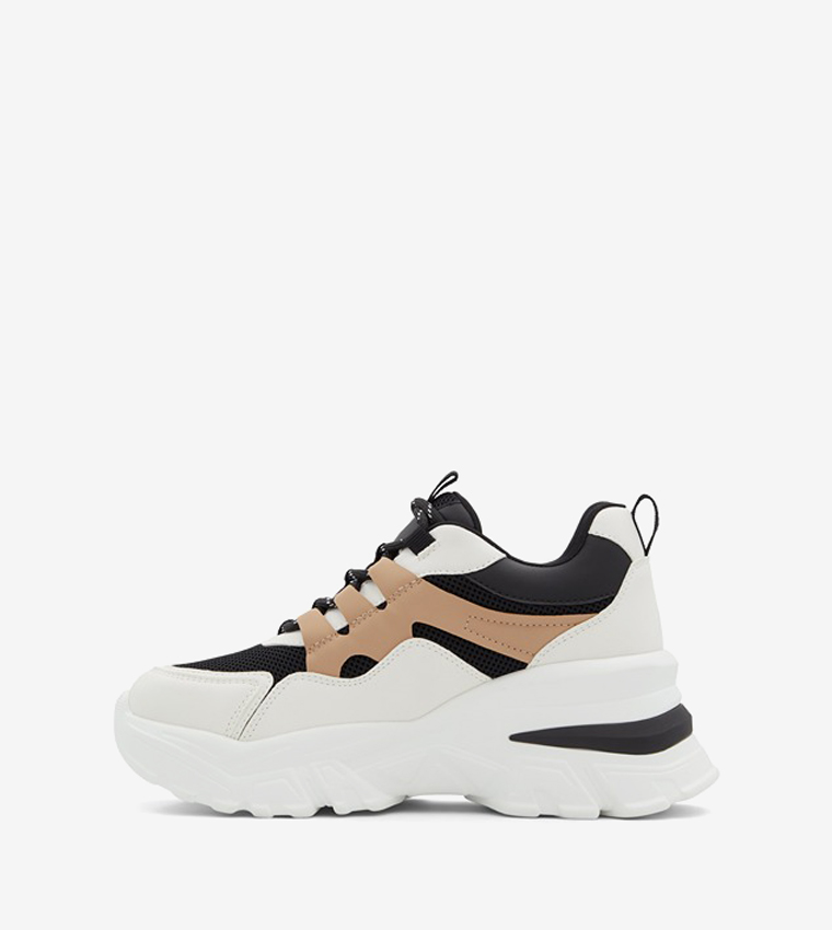 JENNAA Color Block Lace-Up Chunky Sneakers