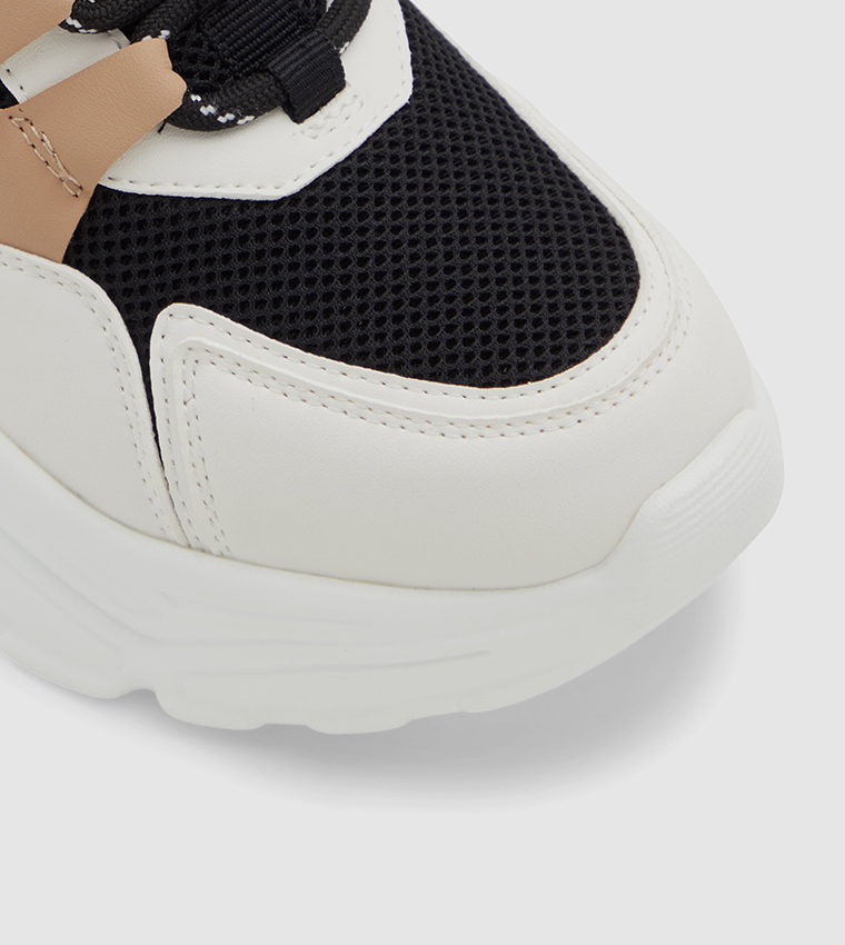 JENNAA Color Block Lace-Up Chunky Sneakers