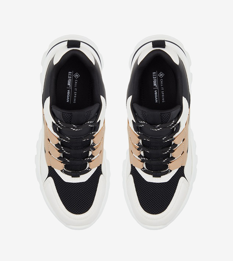 JENNAA Color Block Lace-Up Chunky Sneakers