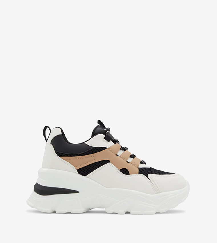 JENNAA Color Block Lace-Up Chunky Sneakers