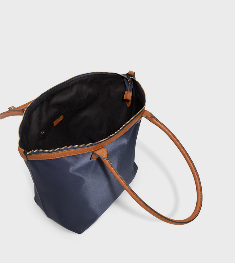 JETTIE Contrast Detail Tote Bag