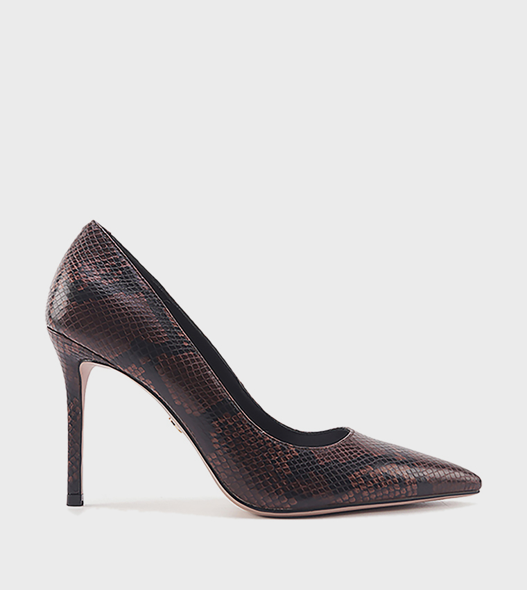 JULIANA Snakeskin Print Pointed Toe Pumps