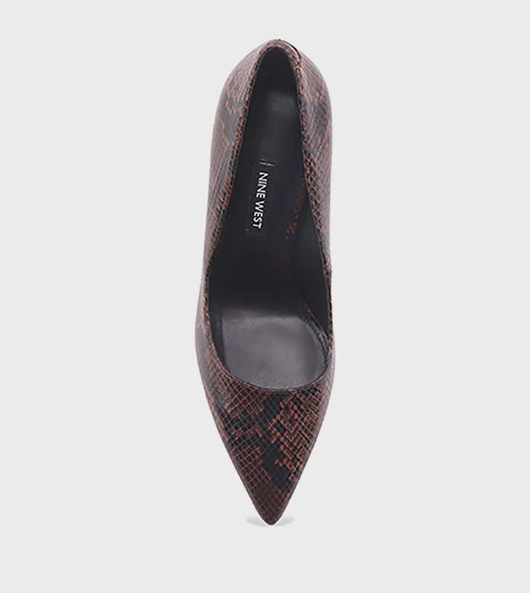 JULIANA Snakeskin Print Pointed Toe Pumps