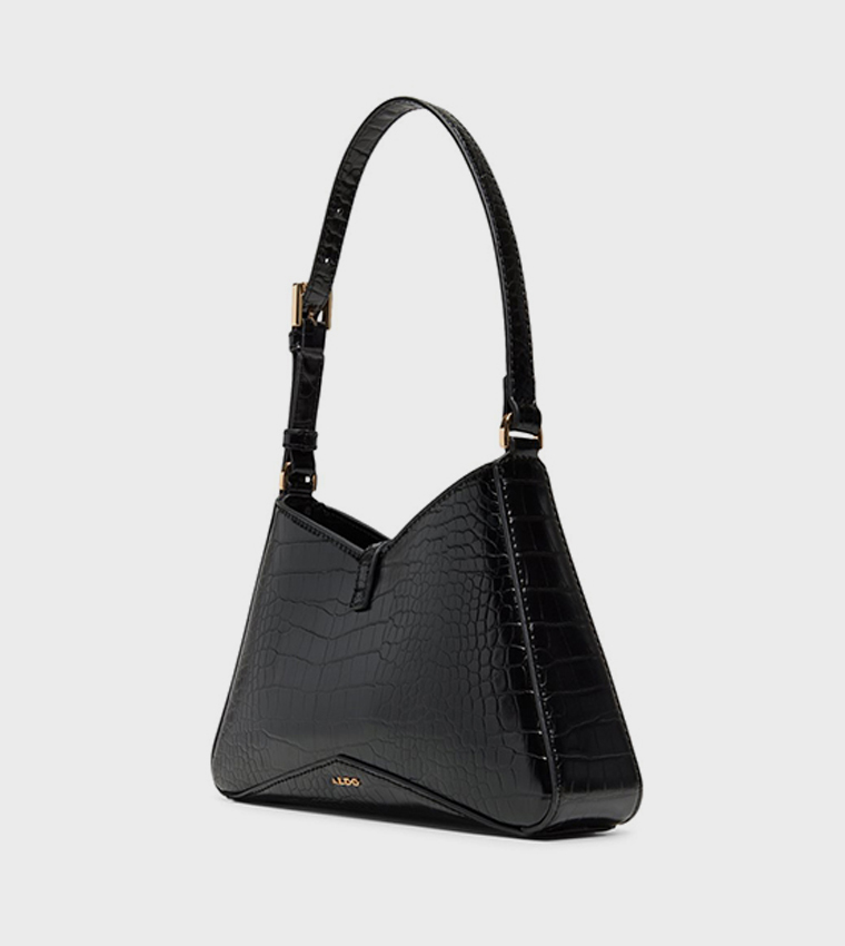 JULIETTA Croc Textured Zippered Shoulder Bag