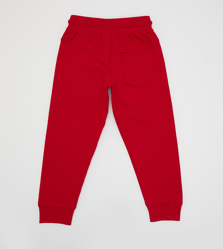 Buy R&B Kids Solid Jogger Pants With Elasticated Waist In Red