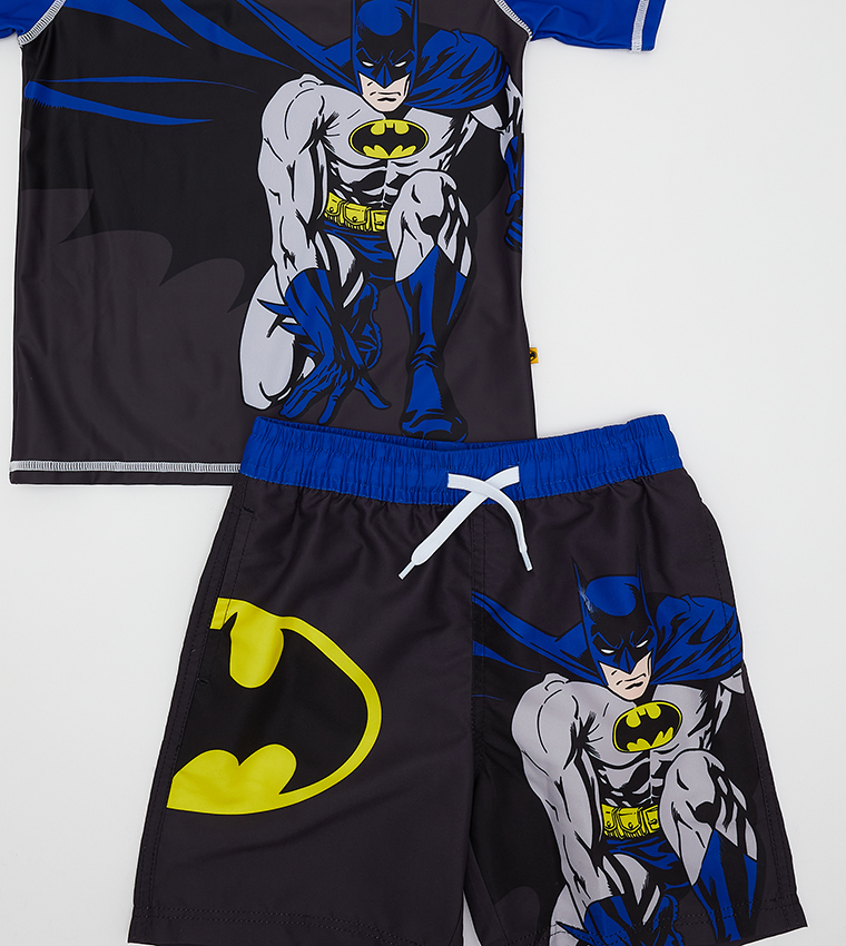 Printed Swim Trunks - Blue/Batman - Kids