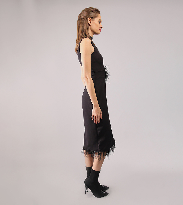 Feather Detail Bodycon Dress