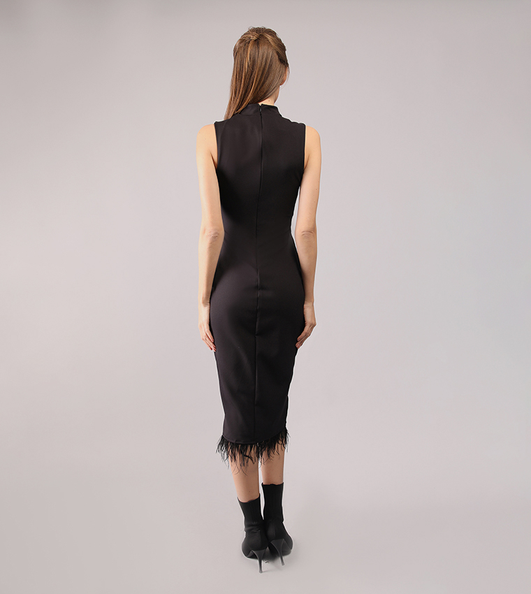 Feather Detail Bodycon Dress