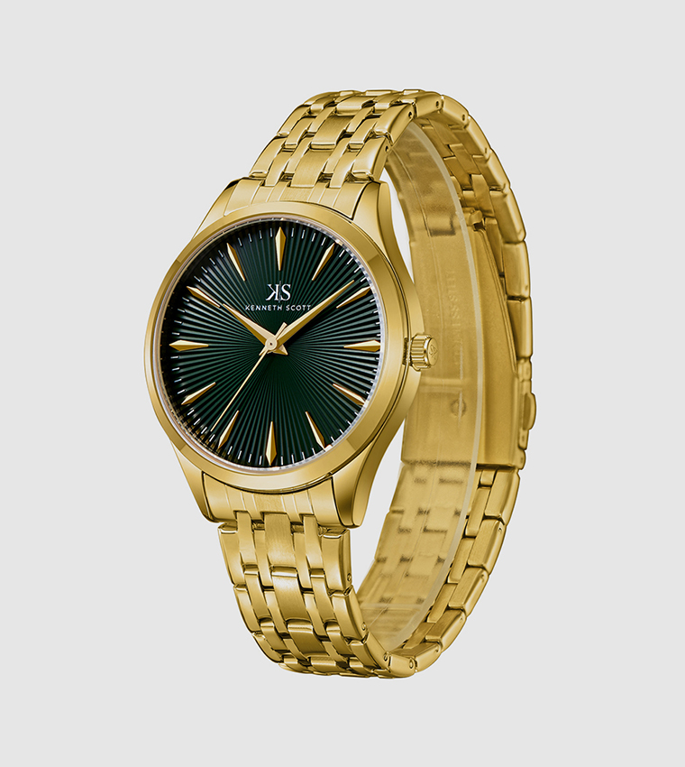 Classic Analog Green Dial Watch