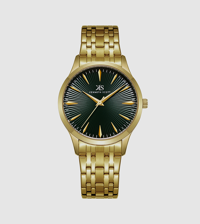 Classic Analog Green Dial Watch